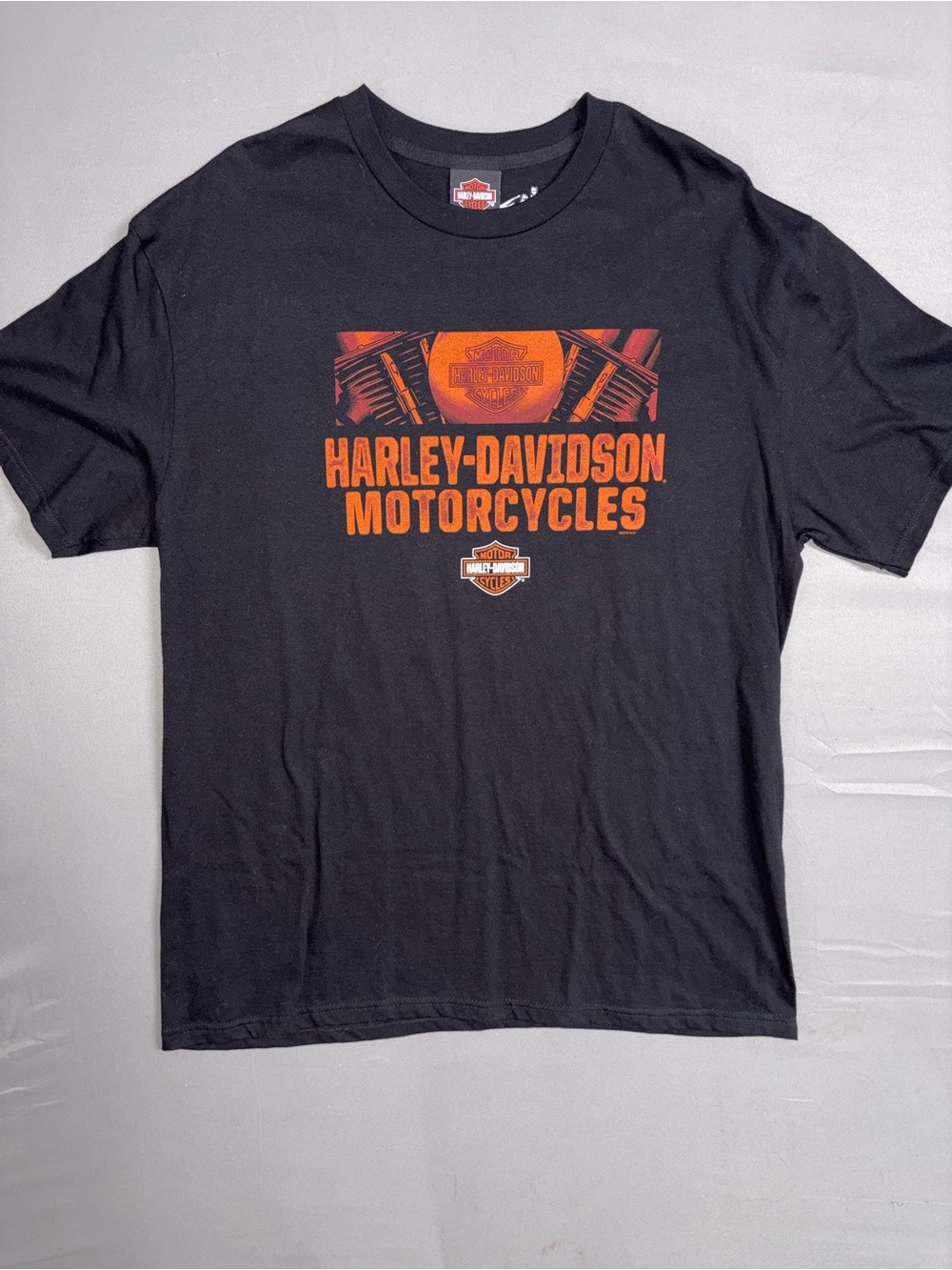 Harley-Davidson Black T-Shirt with Orange Motorcycle Logo